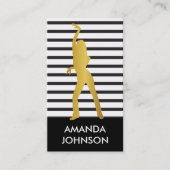 Dance School Black White Stripes QR Code Visitekaartje (Voorkant)