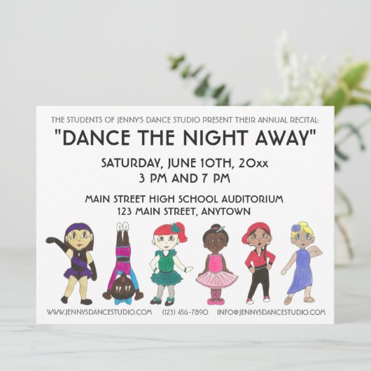 Dance School Studio Annual Overweging Showcase Sho Kaart (Staand voorkant)