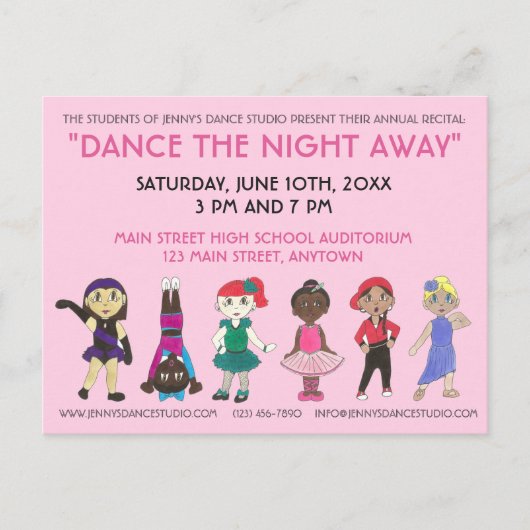 Dance School Studio Annual Overweging Showcase Sho Uitnodiging Briefkaart (Voorkant)