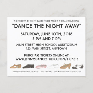 Dance School Studio Annual Overweging Showcase Sho Uitnodiging Briefkaart