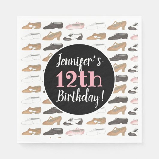 Dance Shoes Ballet Tap Jazz Lyrical Verjaardagsfee Servet (Voorkant)