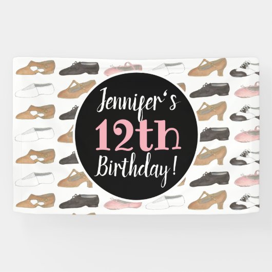 Dance Shoes Ballet Tap Jazz Lyrical Verjaardagsfee Spandoek (Horizontaal)