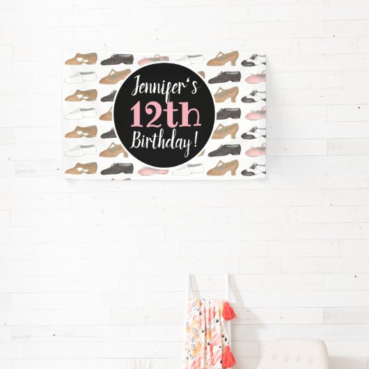 Dance Shoes Ballet Tap Jazz Lyrical Verjaardagsfee Spandoek (Insitu)