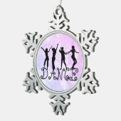 Dance Silhouette Dancers Bokeh Tin Sneeuwvlok Ornament (Rechts)