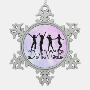 Dance Silhouette Dancers Bokeh Tin Sneeuwvlok Ornament