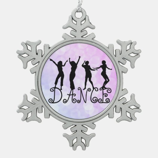 Dance Silhouette Dancers Bokeh Tin Sneeuwvlok Ornament (Voorkant)