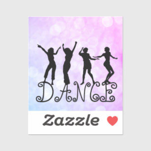 Dance Silhouette Dancers Pink Blue Bokeh Sticker