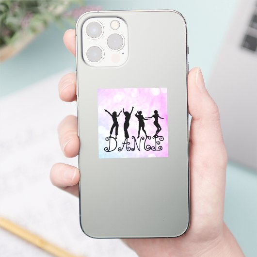 Dance Silhouette Dancers Pink Blue Bokeh Sticker (Telefoon)