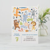 Dance sing and play kids birthday kaart (Staand voorkant)