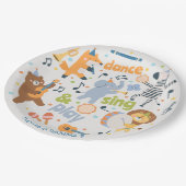Dance sing and play kids birthday papieren bordje (Gekanteld)