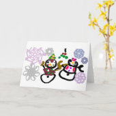 Dance Snowman and Snowwoman Kaart (Gele Bloem)