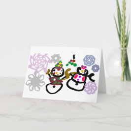 Dance Snowman and Snowwoman Kaart