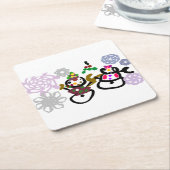 Dance Snowman and Snowwoman Kartonnen Onderzetters (Schuin)