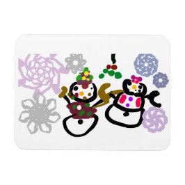Dance Snowman and Snowwoman Magneet
