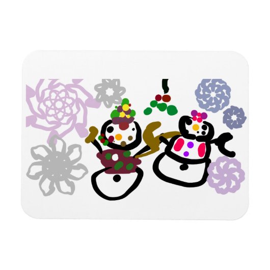 Dance Snowman and Snowwoman Magneet (Horizontaal)
