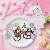 Dance Snowman and Snowwoman Papieren Bordje (Feest)