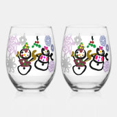 Dance Snowman and Snowwoman Wijnglas Zonder Voet (Achterkant)