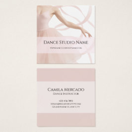 Dance Studio Ballerina Pastel Pink Socials Vierkante Visitekaartjes