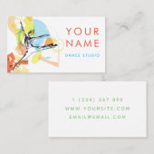 Dance Studio Ballet School Kleurrijk Artistiek Wit Visitekaartje (Voorkant / Achterkant)