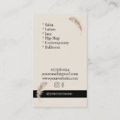 Dance Studio Feather — Aangepast Visitekaartje (Achterkant)