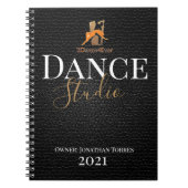 Dance studio, gepersonaliseerd zwart leren script notitieboek (Voorkant)