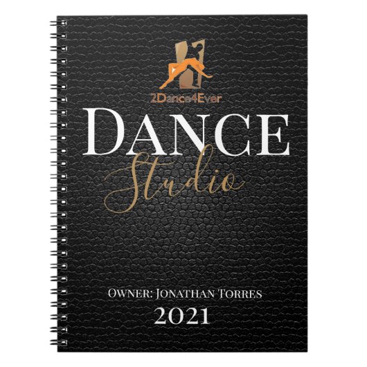 Dance studio, gepersonaliseerd zwart leren script notitieboek (Voorkant)