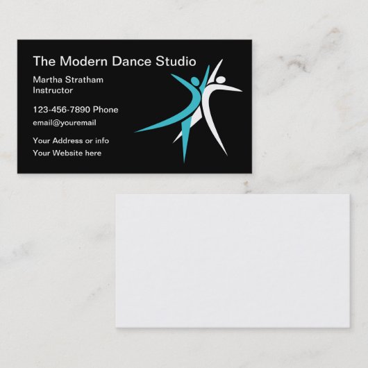 Dance Studio Lessons Instructor Visitekaartje (Voorkant / Achterkant)