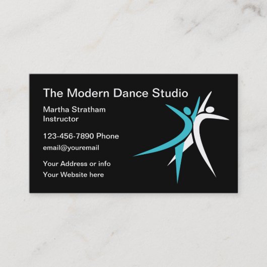 Dance Studio Lessons Instructor Visitekaartje (Voorkant)