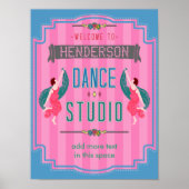 Dance Studio Persoonlijke naam Roze Stripes Retro Poster (Voorkant)