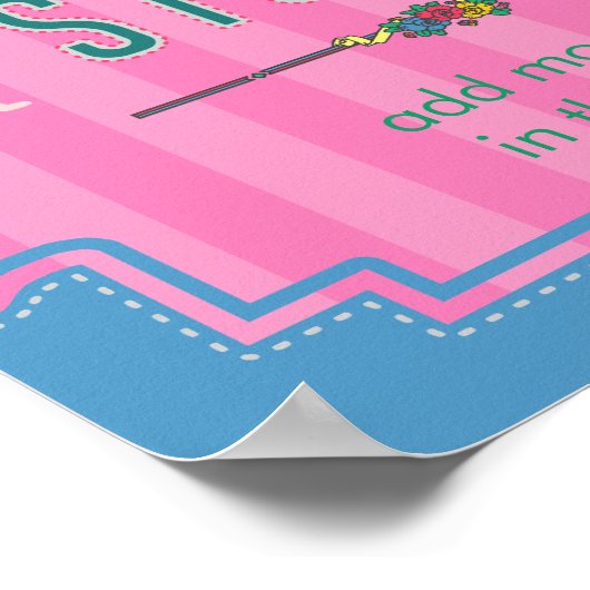 Dance Studio Persoonlijke naam Roze Stripes Retro Poster (Hoek)