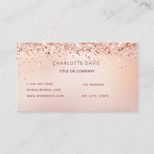 Dance studio school roos gouden roze glitter logo visitekaartje (Achterkant)