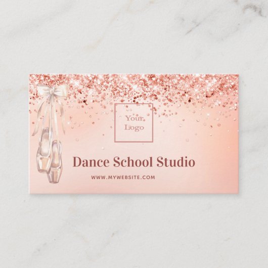 Dance studio school roos goudroze glitter qr code visitekaartje (Voorkant)