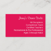 Dance Studio Teacher Pink Ballet Pointe Toeslein Visitekaartje (Achterkant)