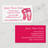 Dance Studio Teacher Pink Ballet Pointe Toeslein Visitekaartje (Voorkant / Achterkant)