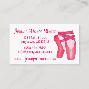 Dance Studio Teacher Pink Ballet Pointe Toeslein Visitekaartje