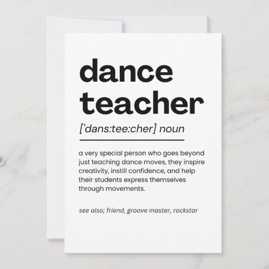 Dance Teacher Appreciation Gift Dance Teacher Gift Bedankkaart (Voorkant)