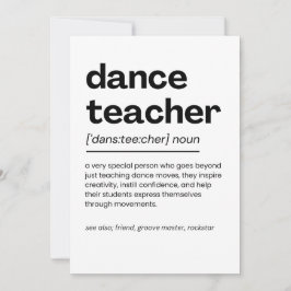 Dance Teacher Appreciation Gift Dance Teacher Gift Bedankkaart