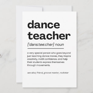 Dance Teacher Appreciation Gift Dance Teacher Gift Bedankkaart
