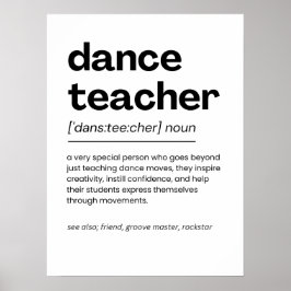 Dance Teacher Appreciation Gift Dance Teacher Gift Poster
