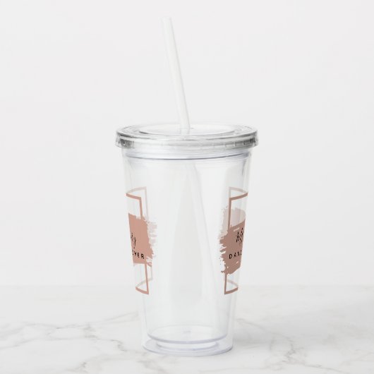 Dance Teacher Black en Roos Gold op maat Acryl Drinkbeker (Links)