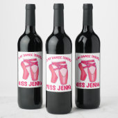 Dance Teacher Gift Pink Ballet Ballerina Toe Shoes Wijn Etiket (Flessen)