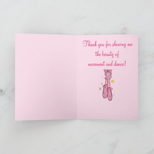 Dance Teacher Hartelijk dank met hangende balletsc Bedankkaart (Binnen)