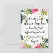 Dance Teacher Hartelijk dank voor uw dansdocent (Voorkant / Achterkant)