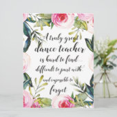 Dance Teacher Hartelijk dank voor uw dansdocent Kaart (Staand voorkant)