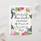 Dance Teacher Hartelijk dank voor uw dansdocent Kaart (Voorkant / Achterkant in situ)