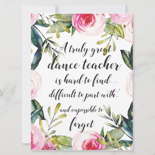 Dance Teacher Hartelijk dank voor uw dansdocent Kaart (Voorkant)