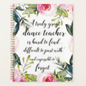 Dance Teacher Hartelijk dank voor uw dansdocent Planner (Voorkant)