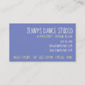 Dance Teacher Instructor School Studio Lyrical Visitekaartje (Achterkant)