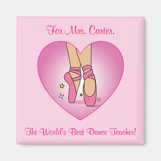 Dance Teacher Magnet met Ballet Schoenen (Voorkant)