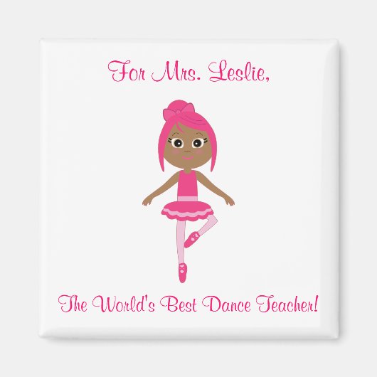 Dance Teacher Magnet met Beginner Ballerina (Voorkant)